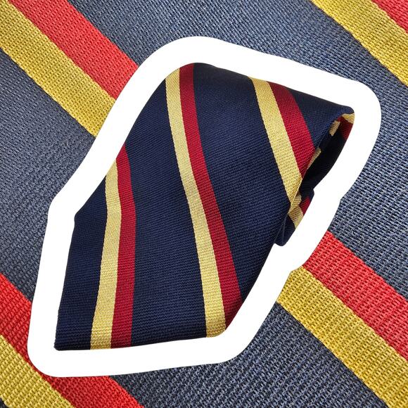 Bert Pulitzer Repp Striped Tie Red Yello Navy Mens Silk USA 56" - Picture 1 of 6